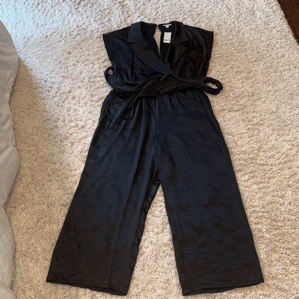 Bar III Black Sleeveless Wide-Leg Jumpsuit with Tie Waist  size 2X NWT